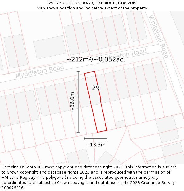 29, MYDDLETON ROAD, UXBRIDGE, UB8 2DN: Plot and title map