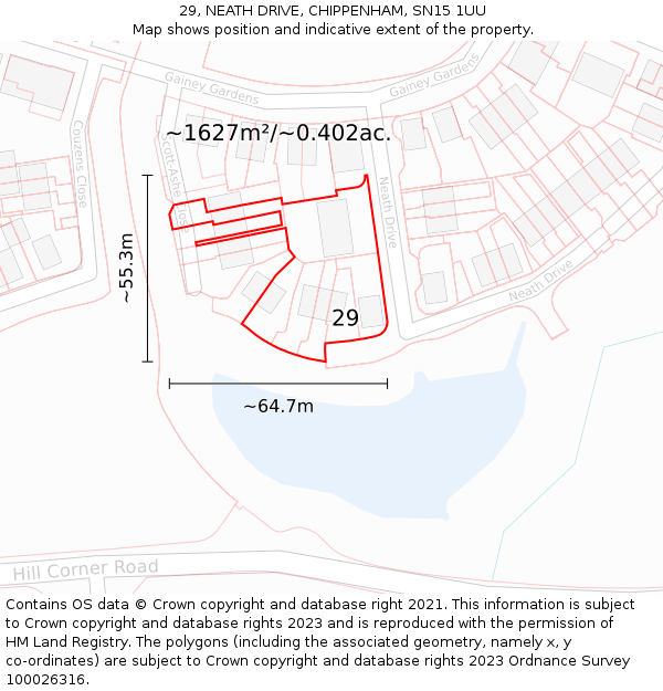 29, NEATH DRIVE, CHIPPENHAM, SN15 1UU: Plot and title map