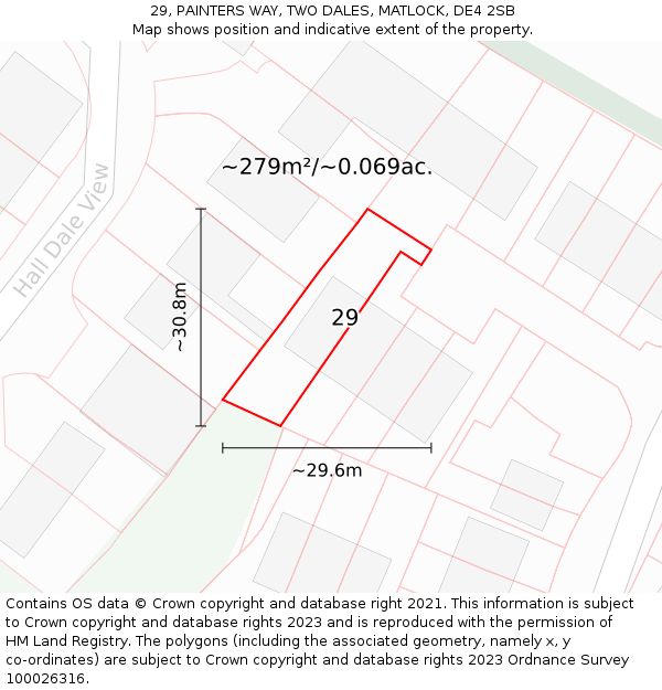 29, PAINTERS WAY, TWO DALES, MATLOCK, DE4 2SB: Plot and title map