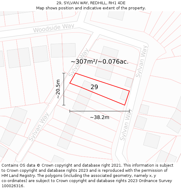 29, SYLVAN WAY, REDHILL, RH1 4DE: Plot and title map