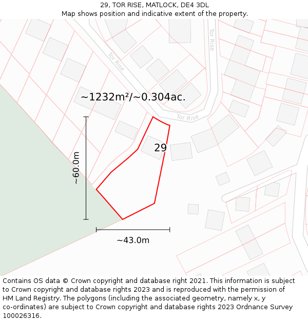 29, TOR RISE, MATLOCK, DE4 3DL: Plot and title map