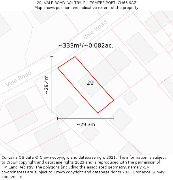29, VALE ROAD, WHITBY, ELLESMERE PORT, CH65 9AZ: Plot and title map