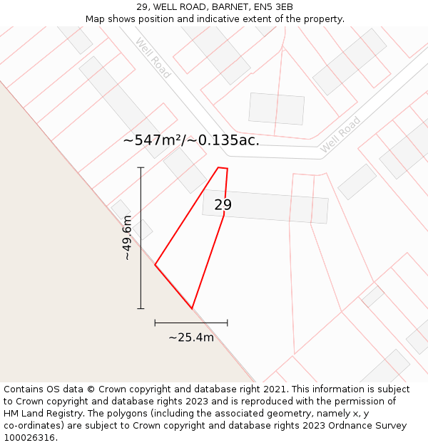 29, WELL ROAD, BARNET, EN5 3EB: Plot and title map