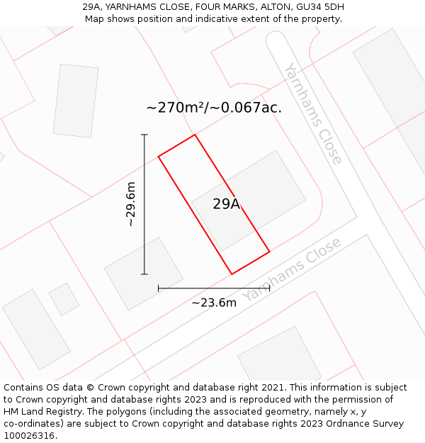 29A, YARNHAMS CLOSE, FOUR MARKS, ALTON, GU34 5DH: Plot and title map
