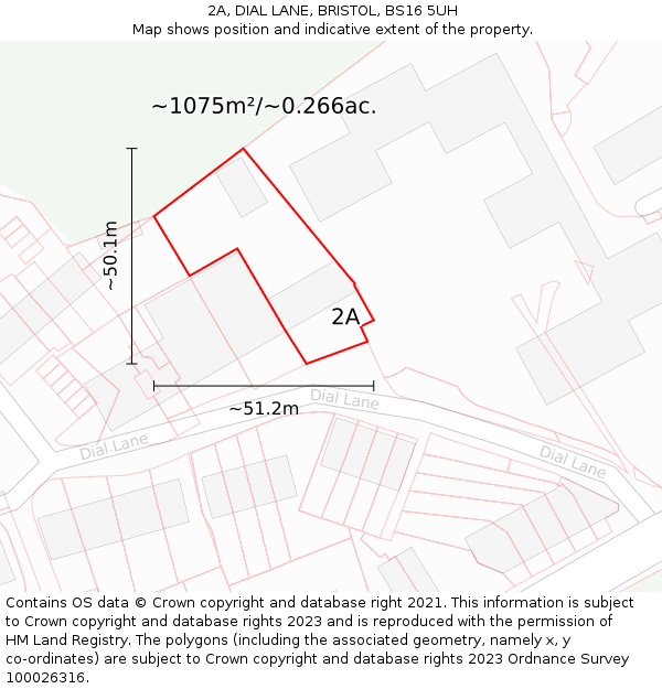 2A, DIAL LANE, BRISTOL, BS16 5UH: Plot and title map