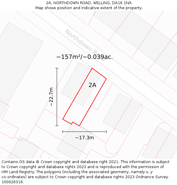 2A, NORTHDOWN ROAD, WELLING, DA16 1NA: Plot and title map