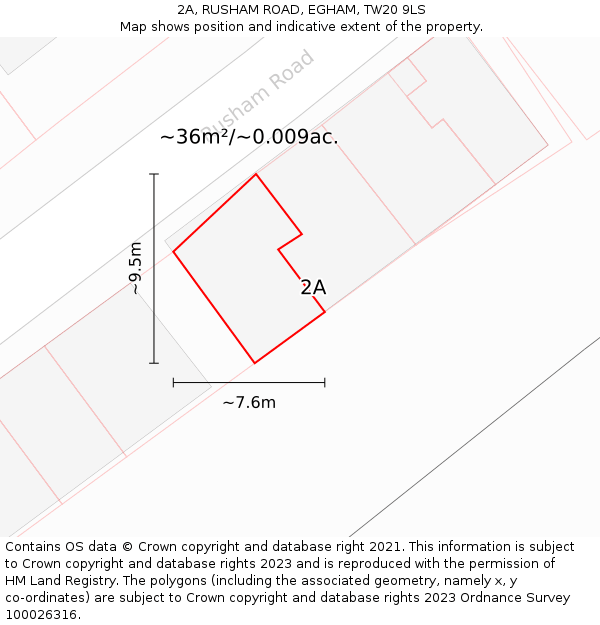 2A, RUSHAM ROAD, EGHAM, TW20 9LS: Plot and title map