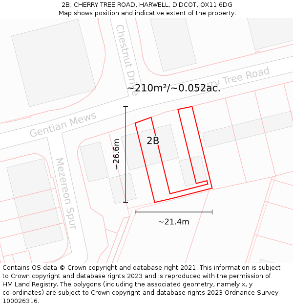 2B, CHERRY TREE ROAD, HARWELL, DIDCOT, OX11 6DG: Plot and title map