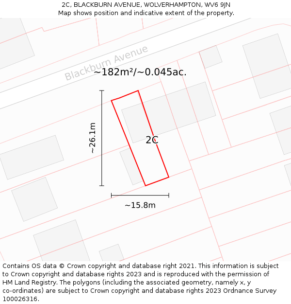 2C, BLACKBURN AVENUE, WOLVERHAMPTON, WV6 9JN: Plot and title map