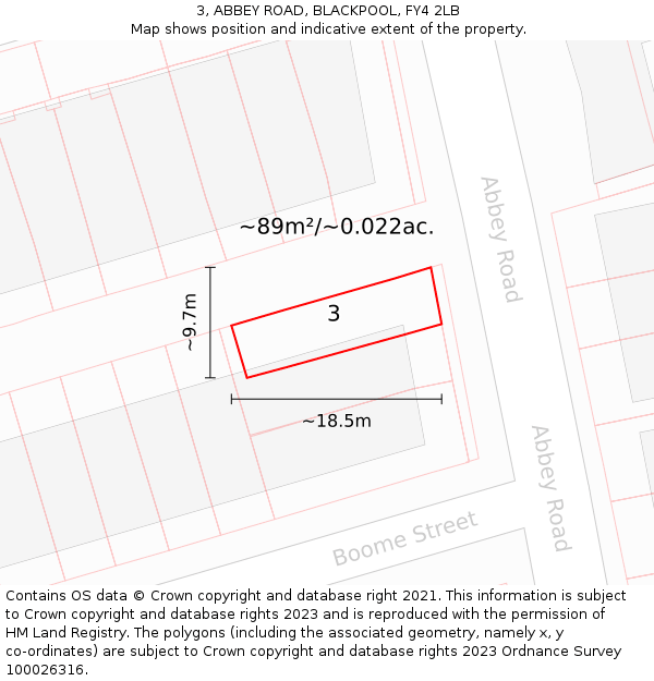 3, ABBEY ROAD, BLACKPOOL, FY4 2LB: Plot and title map