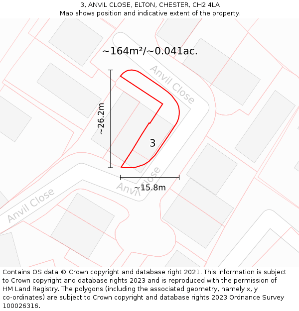 3, ANVIL CLOSE, ELTON, CHESTER, CH2 4LA: Plot and title map