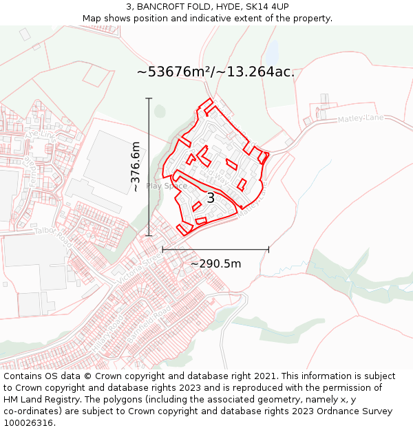 3, BANCROFT FOLD, HYDE, SK14 4UP: Plot and title map