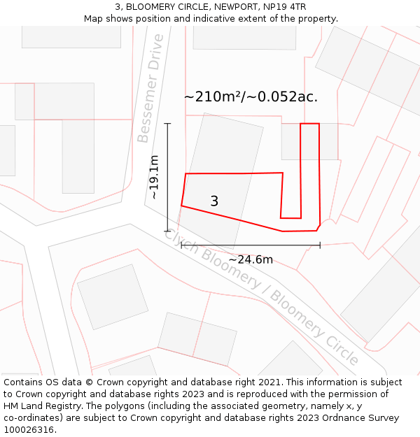 3, BLOOMERY CIRCLE, NEWPORT, NP19 4TR: Plot and title map