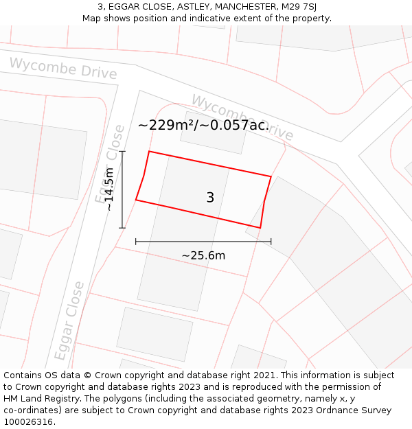3, EGGAR CLOSE, ASTLEY, MANCHESTER, M29 7SJ: Plot and title map