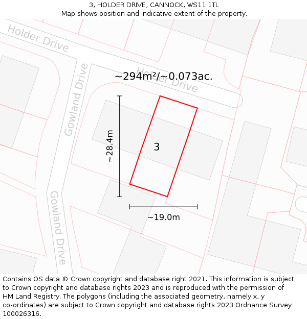 3, HOLDER DRIVE, CANNOCK, WS11 1TL: Plot and title map
