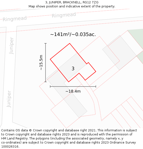 3, JUNIPER, BRACKNELL, RG12 7ZG: Plot and title map