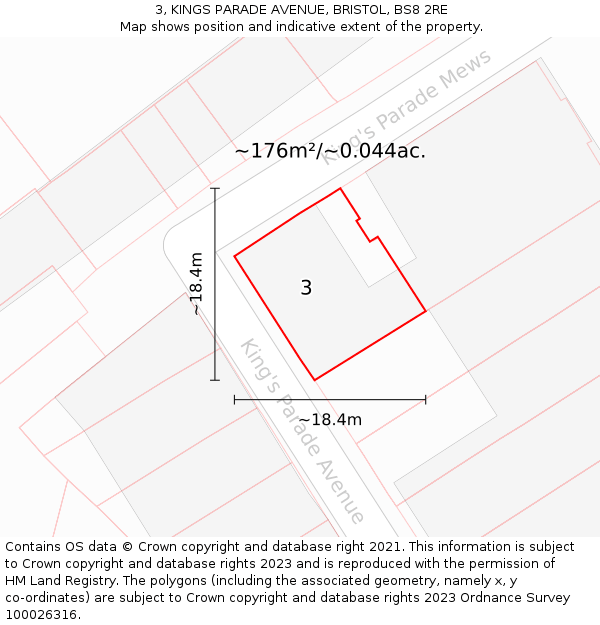 3, KINGS PARADE AVENUE, BRISTOL, BS8 2RE: Plot and title map