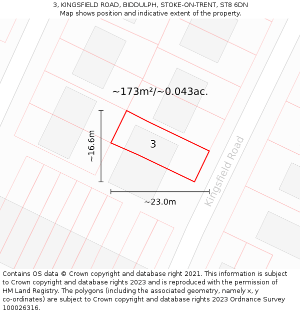 3, KINGSFIELD ROAD, BIDDULPH, STOKE-ON-TRENT, ST8 6DN: Plot and title map