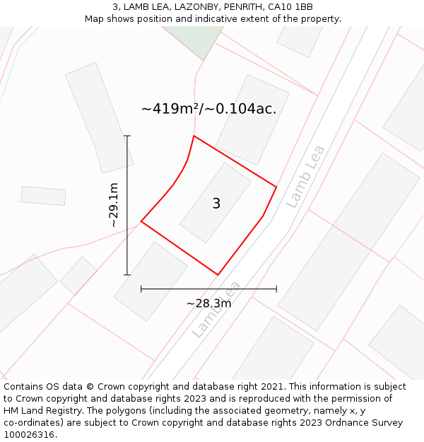3, LAMB LEA, LAZONBY, PENRITH, CA10 1BB: Plot and title map