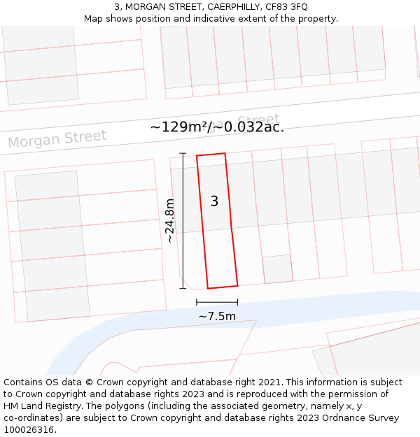 3, MORGAN STREET, CAERPHILLY, CF83 3FQ: Plot and title map