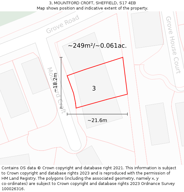 3, MOUNTFORD CROFT, SHEFFIELD, S17 4EB: Plot and title map