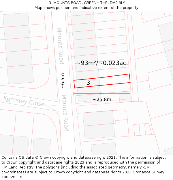 3, MOUNTS ROAD, GREENHITHE, DA9 9LY: Plot and title map