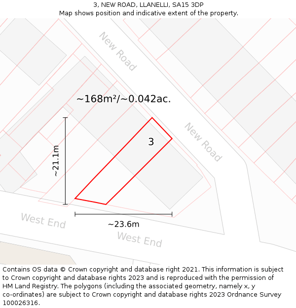 3, NEW ROAD, LLANELLI, SA15 3DP: Plot and title map