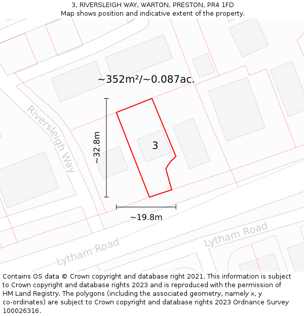 3, RIVERSLEIGH WAY, WARTON, PRESTON, PR4 1FD: Plot and title map