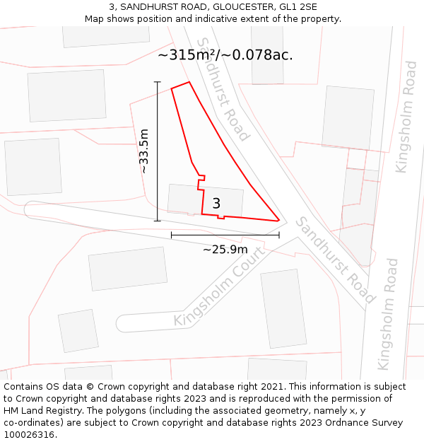3, SANDHURST ROAD, GLOUCESTER, GL1 2SE: Plot and title map