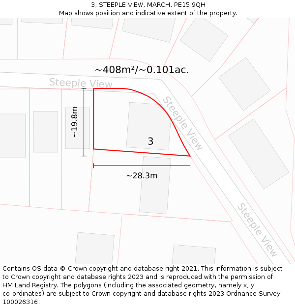 3, STEEPLE VIEW, MARCH, PE15 9QH: Plot and title map