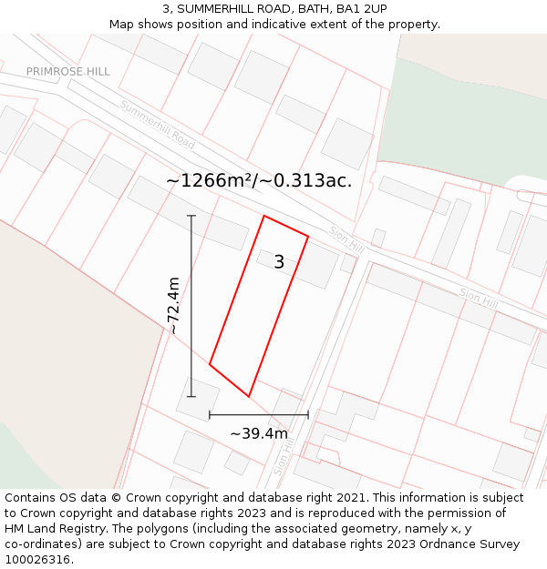 3, SUMMERHILL ROAD, BATH, BA1 2UP: Plot and title map