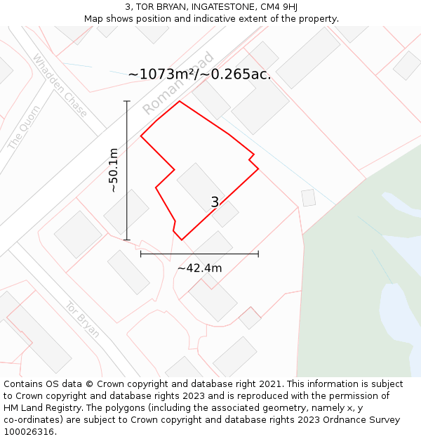3, TOR BRYAN, INGATESTONE, CM4 9HJ: Plot and title map