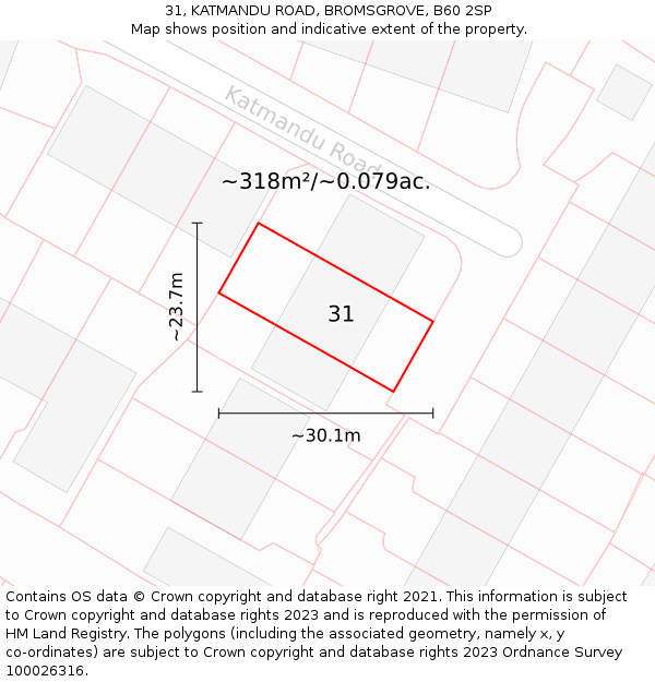 31, KATMANDU ROAD, BROMSGROVE, B60 2SP: Plot and title map