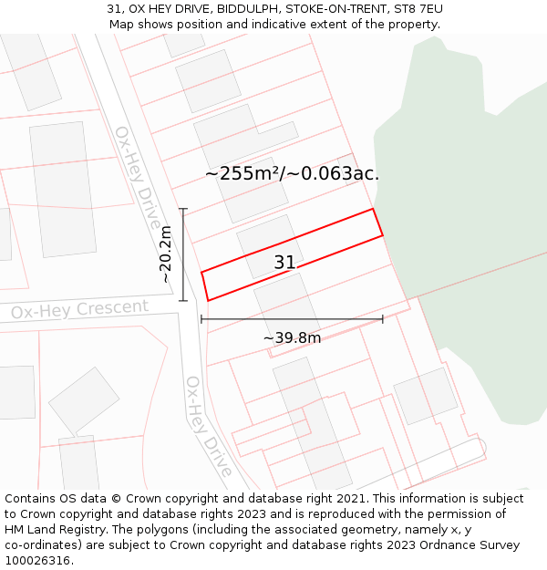 31, OX HEY DRIVE, BIDDULPH, STOKE-ON-TRENT, ST8 7EU: Plot and title map