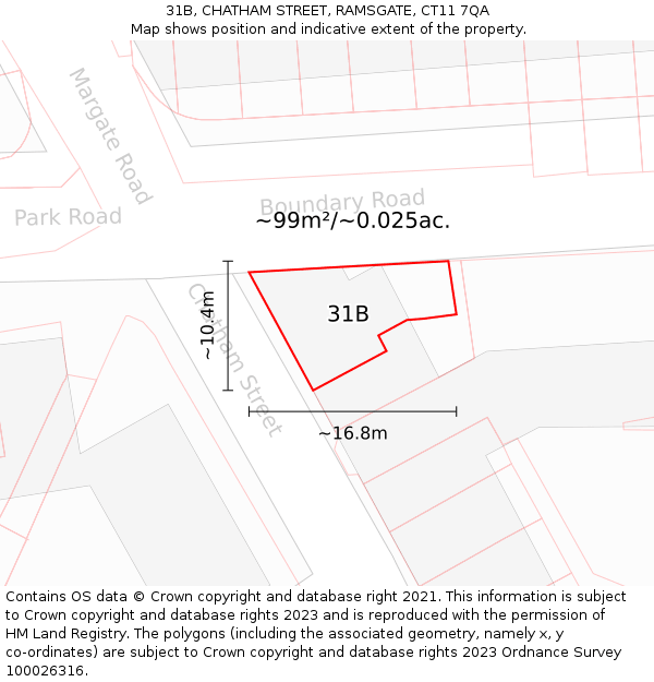 31B, CHATHAM STREET, RAMSGATE, CT11 7QA: Plot and title map