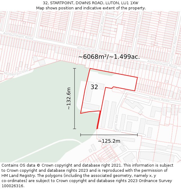 32, STARTPOINT, DOWNS ROAD, LUTON, LU1 1XW: Plot and title map