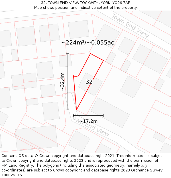 32, TOWN END VIEW, TOCKWITH, YORK, YO26 7AB: Plot and title map