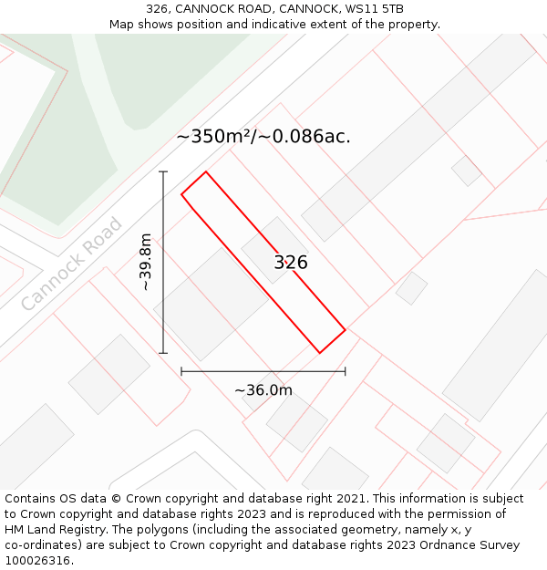 326, CANNOCK ROAD, CANNOCK, WS11 5TB: Plot and title map