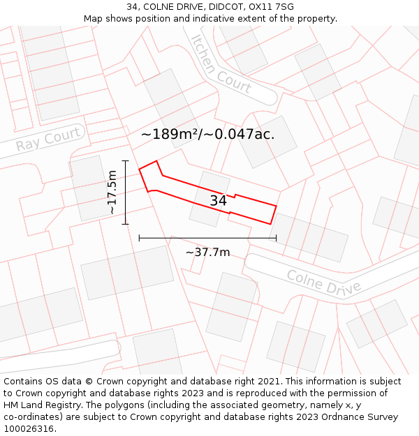 34, COLNE DRIVE, DIDCOT, OX11 7SG: Plot and title map