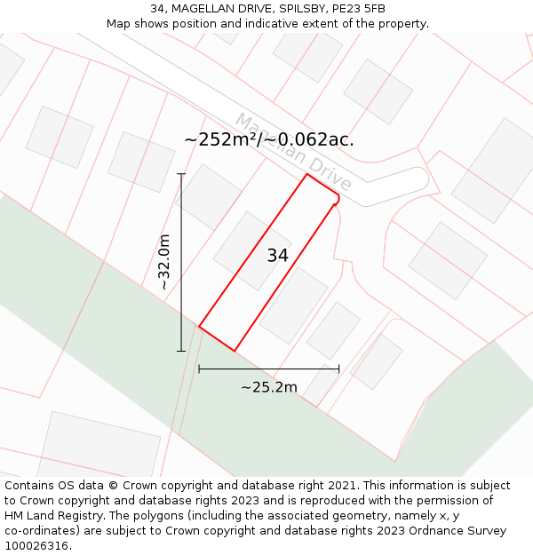 34, MAGELLAN DRIVE, SPILSBY, PE23 5FB: Plot and title map