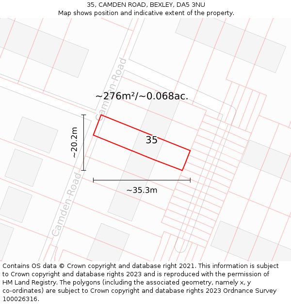 35, CAMDEN ROAD, BEXLEY, DA5 3NU: Plot and title map
