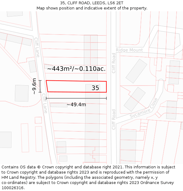 35, CLIFF ROAD, LEEDS, LS6 2ET: Plot and title map