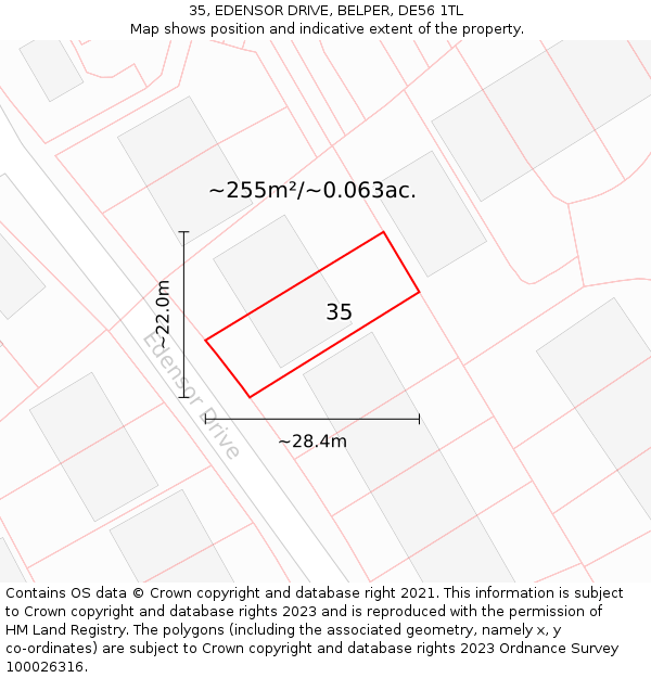 35, EDENSOR DRIVE, BELPER, DE56 1TL: Plot and title map