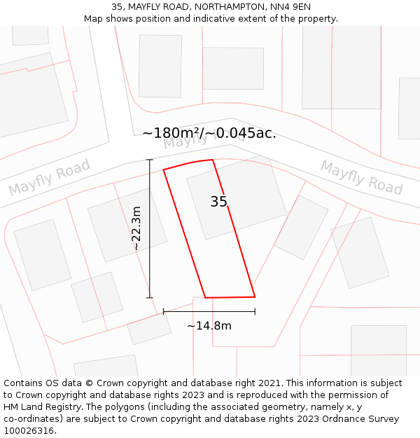 35, MAYFLY ROAD, NORTHAMPTON, NN4 9EN: Plot and title map