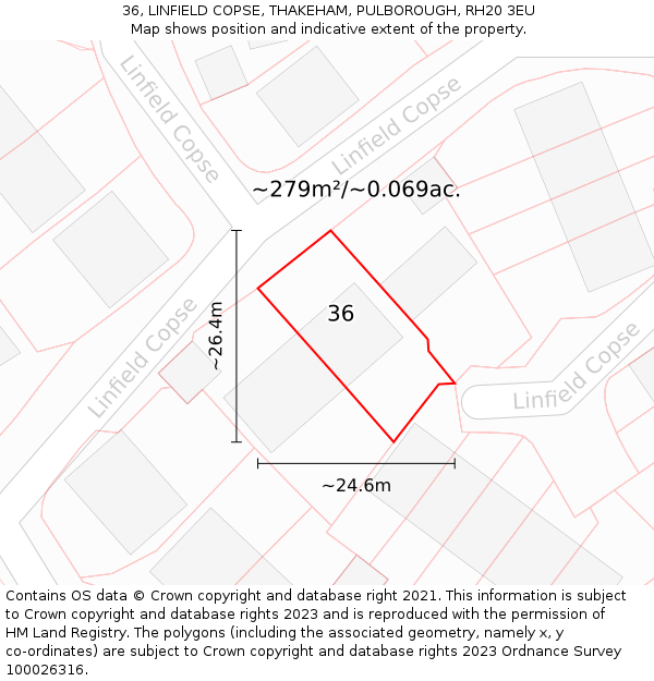 36, LINFIELD COPSE, THAKEHAM, PULBOROUGH, RH20 3EU: Plot and title map