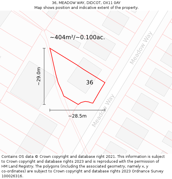 36, MEADOW WAY, DIDCOT, OX11 0AY: Plot and title map