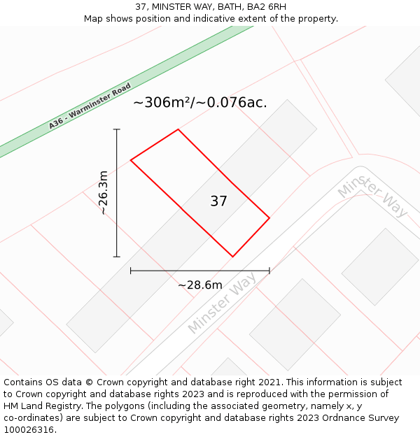 37, MINSTER WAY, BATH, BA2 6RH: Plot and title map