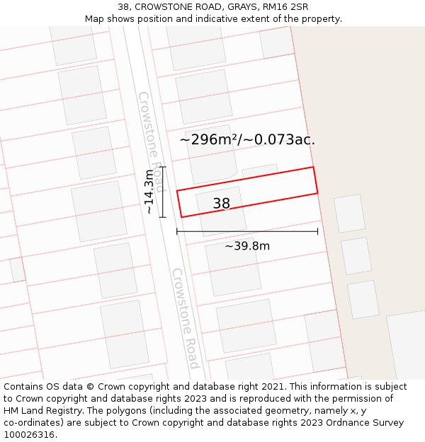 38, CROWSTONE ROAD, GRAYS, RM16 2SR: Plot and title map
