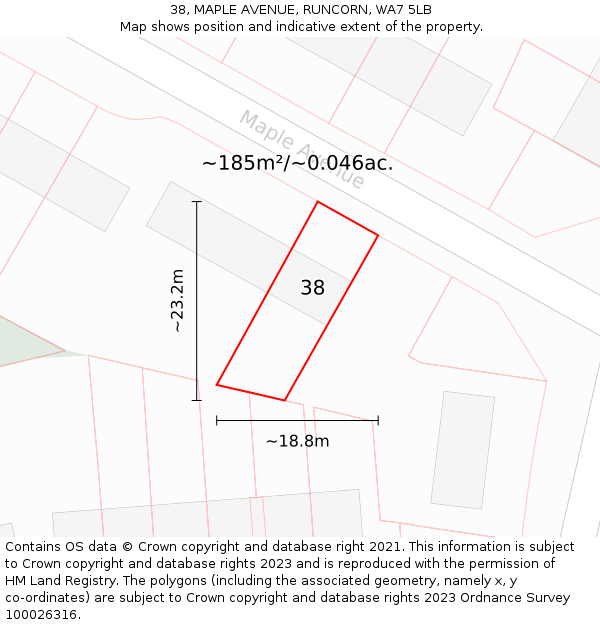 38, MAPLE AVENUE, RUNCORN, WA7 5LB: Plot and title map