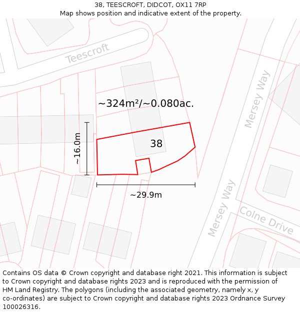 38, TEESCROFT, DIDCOT, OX11 7RP: Plot and title map